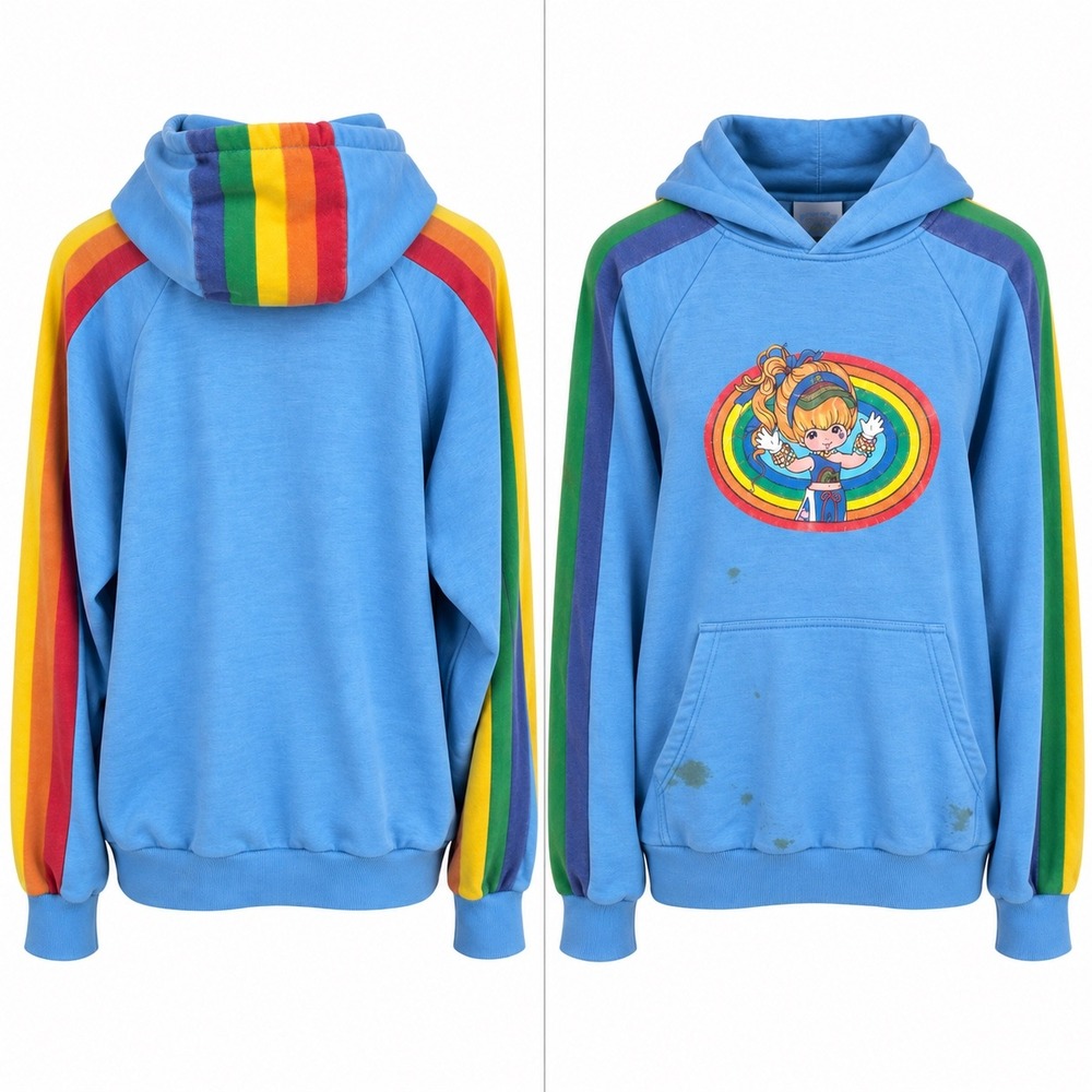 Vintage Hallmark Rainbow Brite Hoodie M Oversized Pullover Retro 80s Graphic